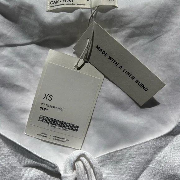 OAK + FORT White Linen Blend Top - Picture 3 of 3